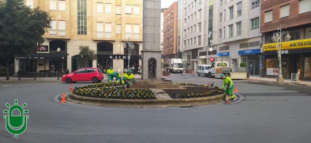 plantación flores Ponferrada