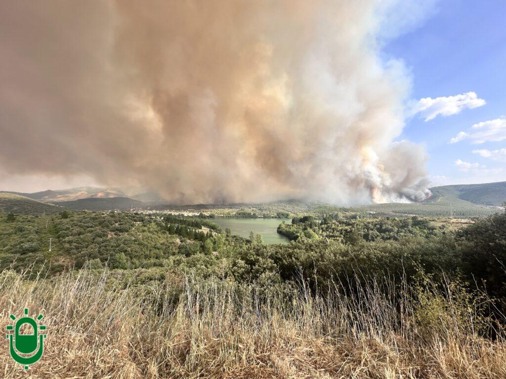 Incendio Forestal Las Médulas. 12 agosto 2025. Vista columnas de humo