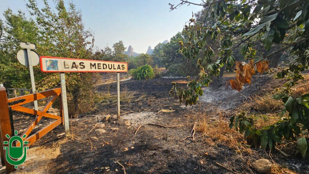 Incendio Forestal Las Médulas. El día después. Entrada al pueblo