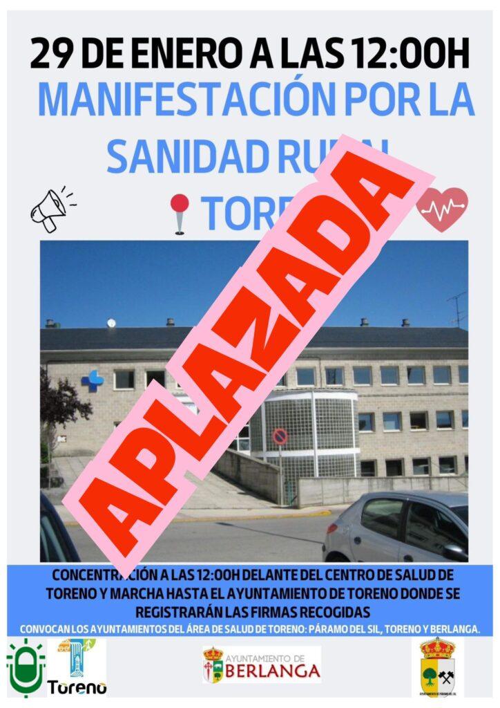 aplazada manifestación Sanidad Toreno