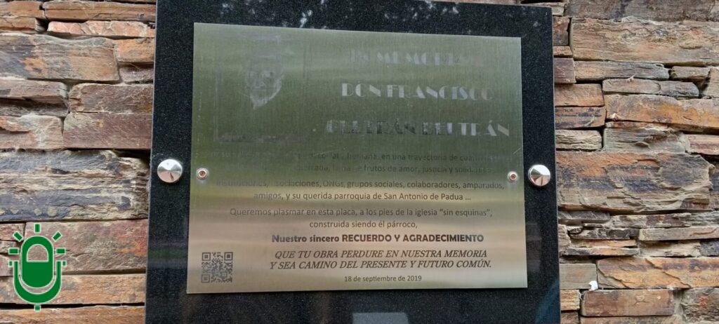 Placa a Francisco Beltrán en San Antonio. Ponferrada