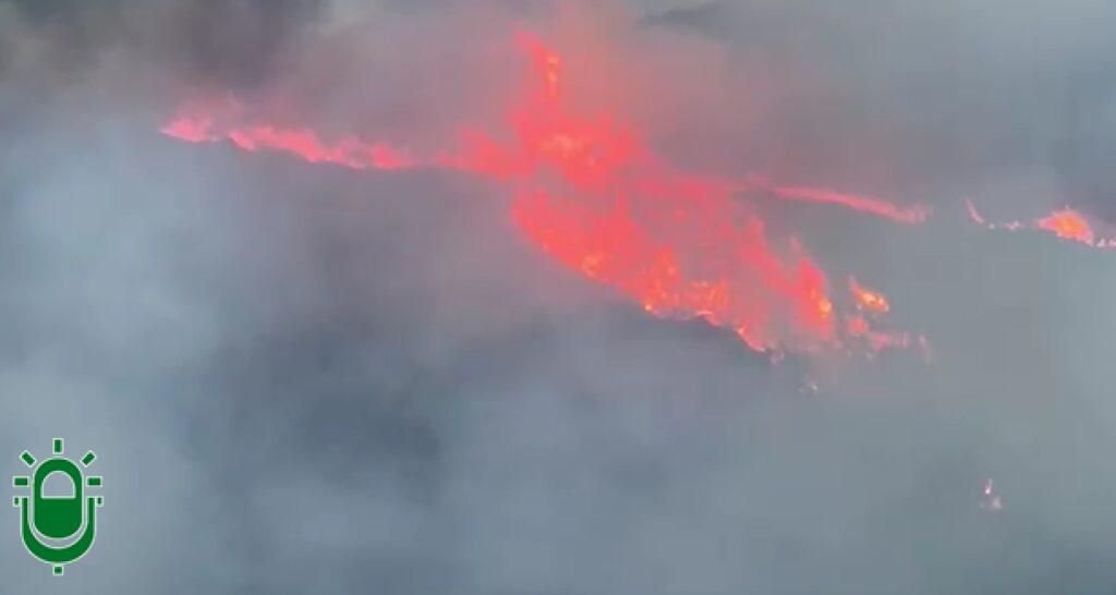 llamas y humo en Cela. Incendio 27 junio 2026